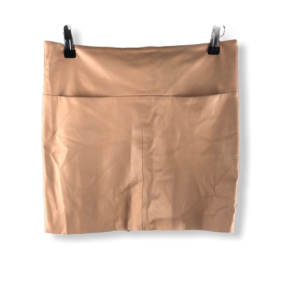 Zara Vegan Leather Beige Skirt Size M